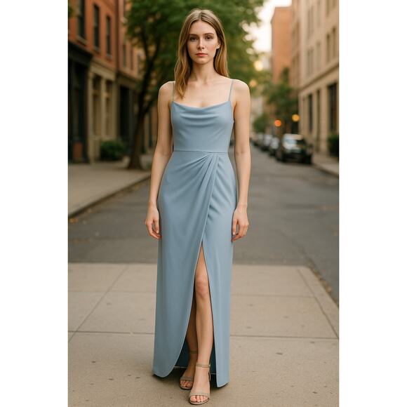SACHIN + BABI Dress Size 12 Evening Gown NEW Paulina Light Blue Slit - Picture 1 of 10